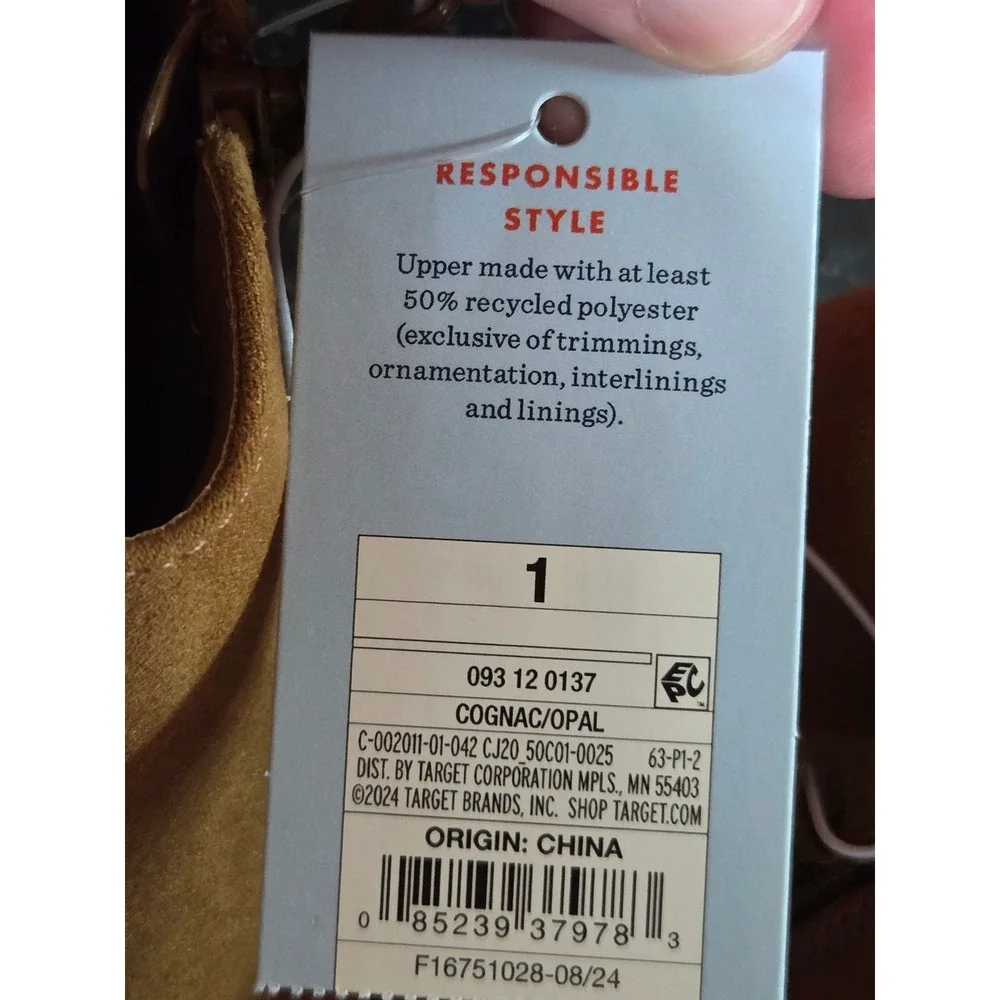 Cat & Jack Kids Faux Suede Ankle Boots Cognac Brown Side Zip Booties Size 1 NIB